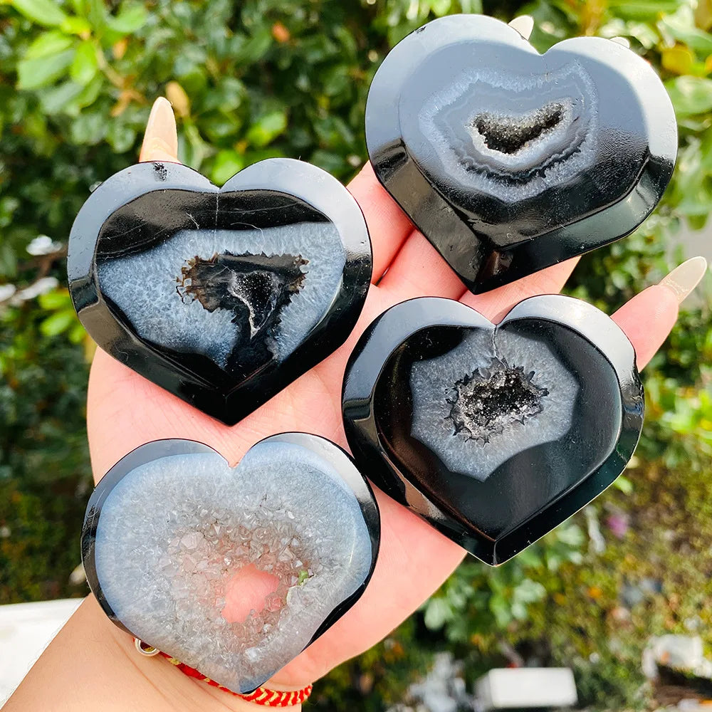 Black Agate Heart Crystal