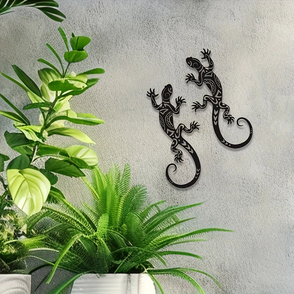Wrought Iron Gecko Wall Art (Set of 2)