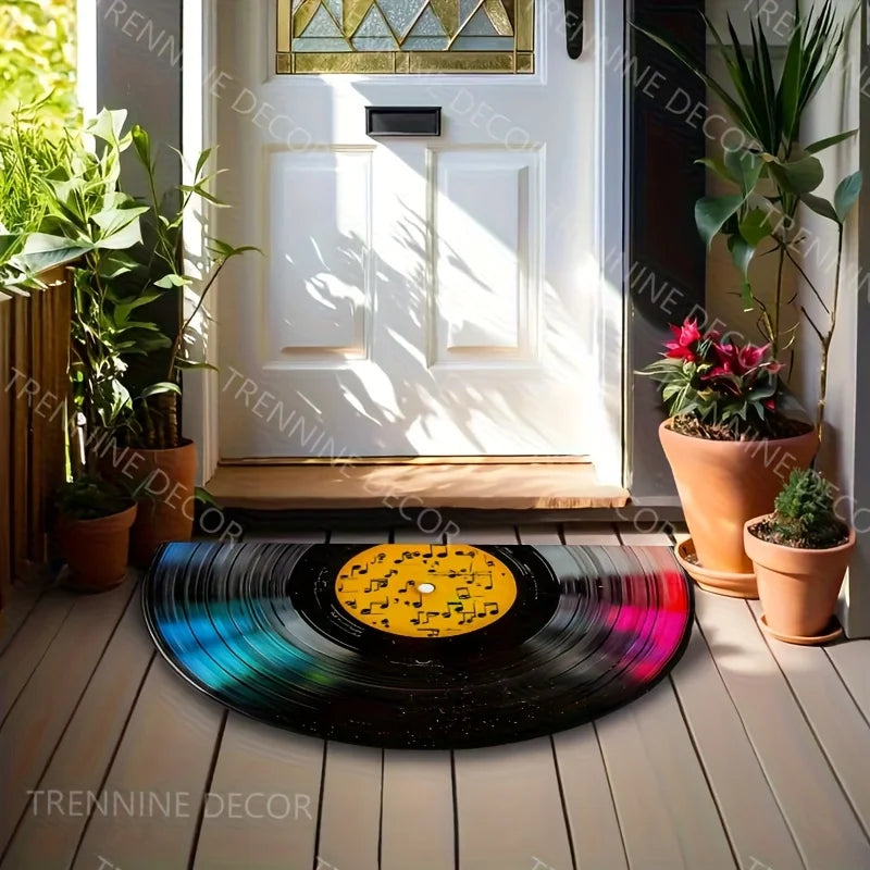 Retro Vinyl Record Half-Round Doormat