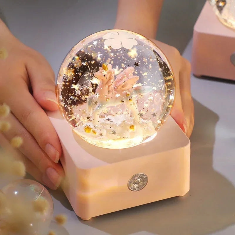 Unicorn Snow Globe Music Box Night Light