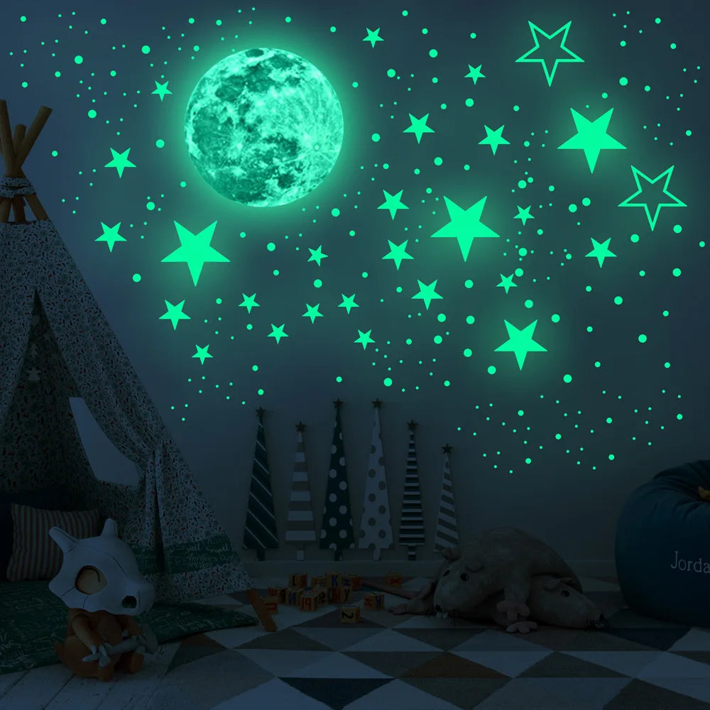 Glow-in-the-Dark Moon & Stars Wall Stickers
