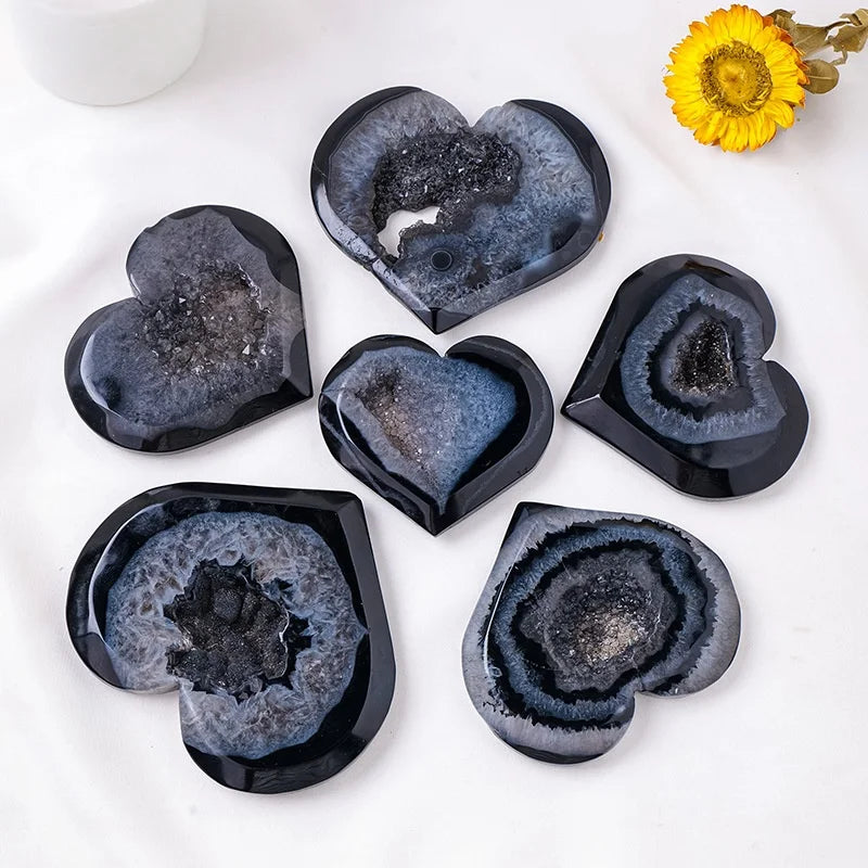Black Agate Heart Crystal