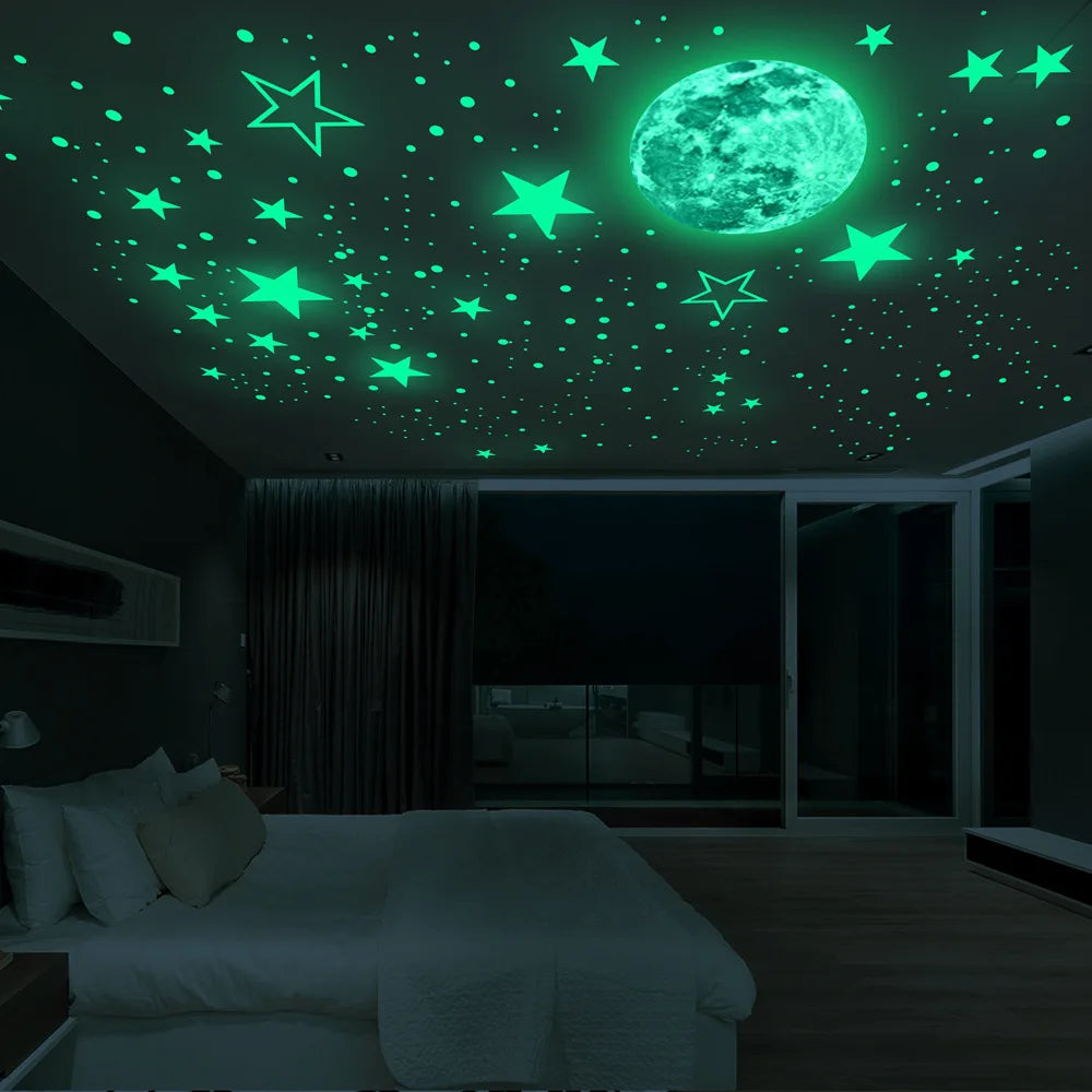 Glow-in-the-Dark Moon & Stars Wall Stickers