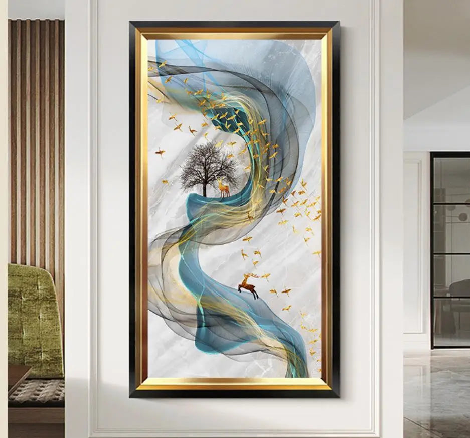 Golden Deer Abstract Canvas Print