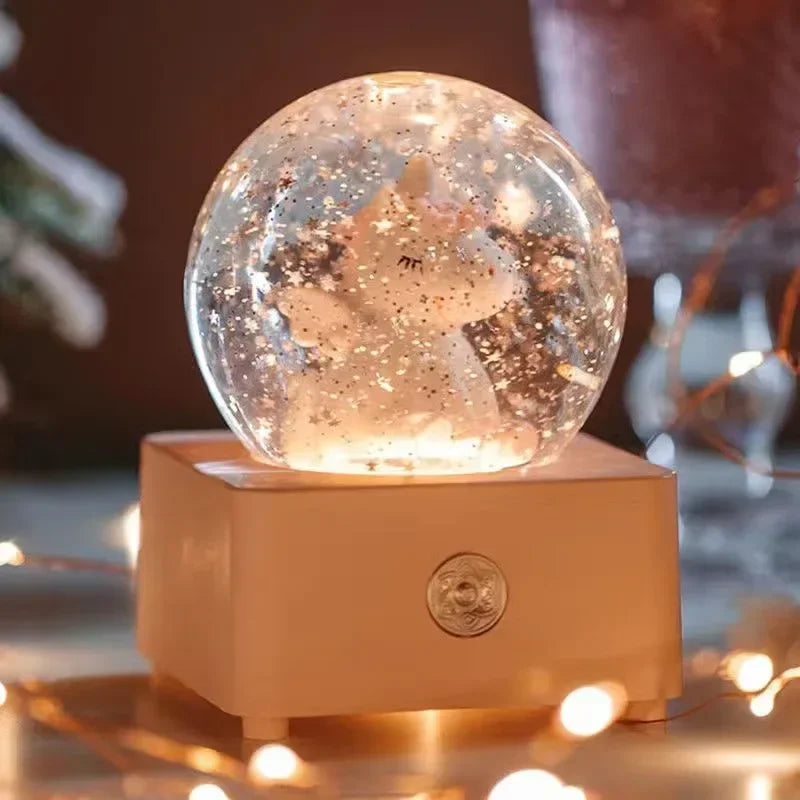 Unicorn Snow Globe Music Box Night Light