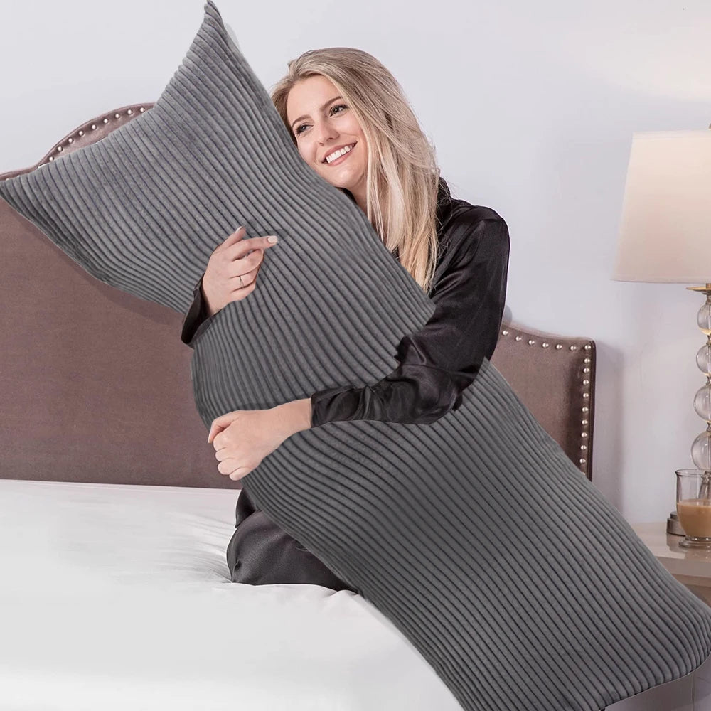 Striped Corduroy Body Pillow Cover