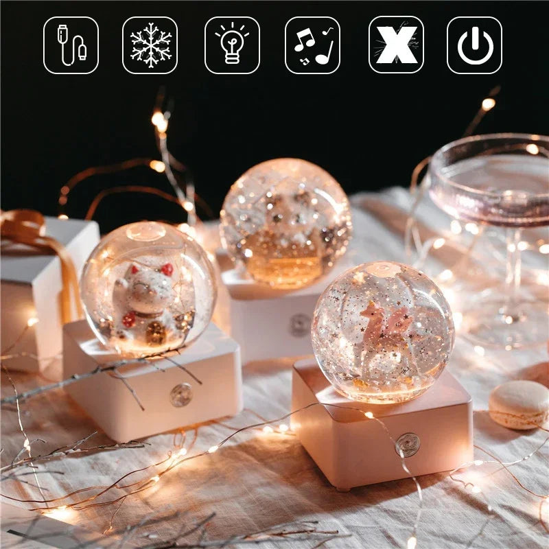 Unicorn Snow Globe Music Box Night Light