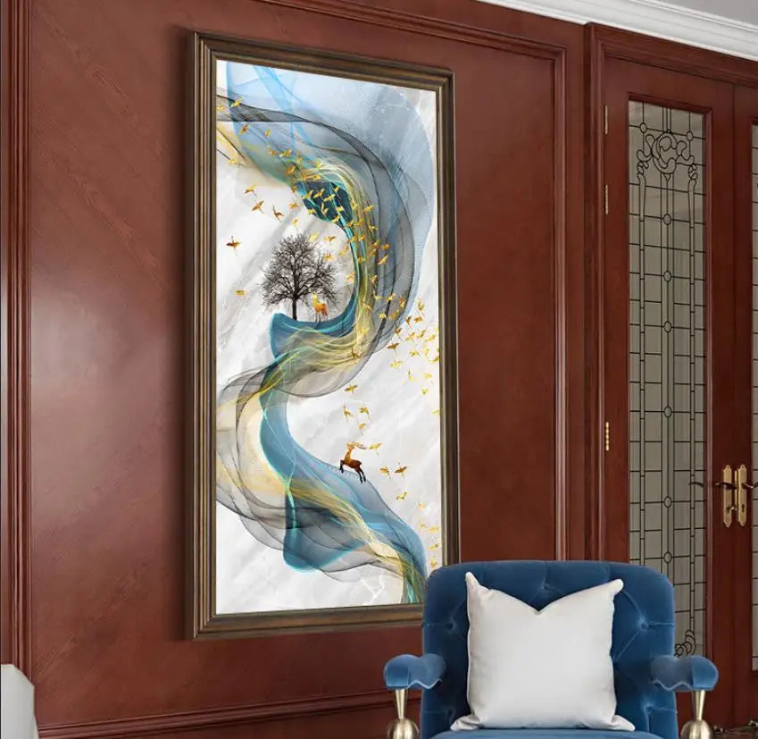 Golden Deer Abstract Canvas Print