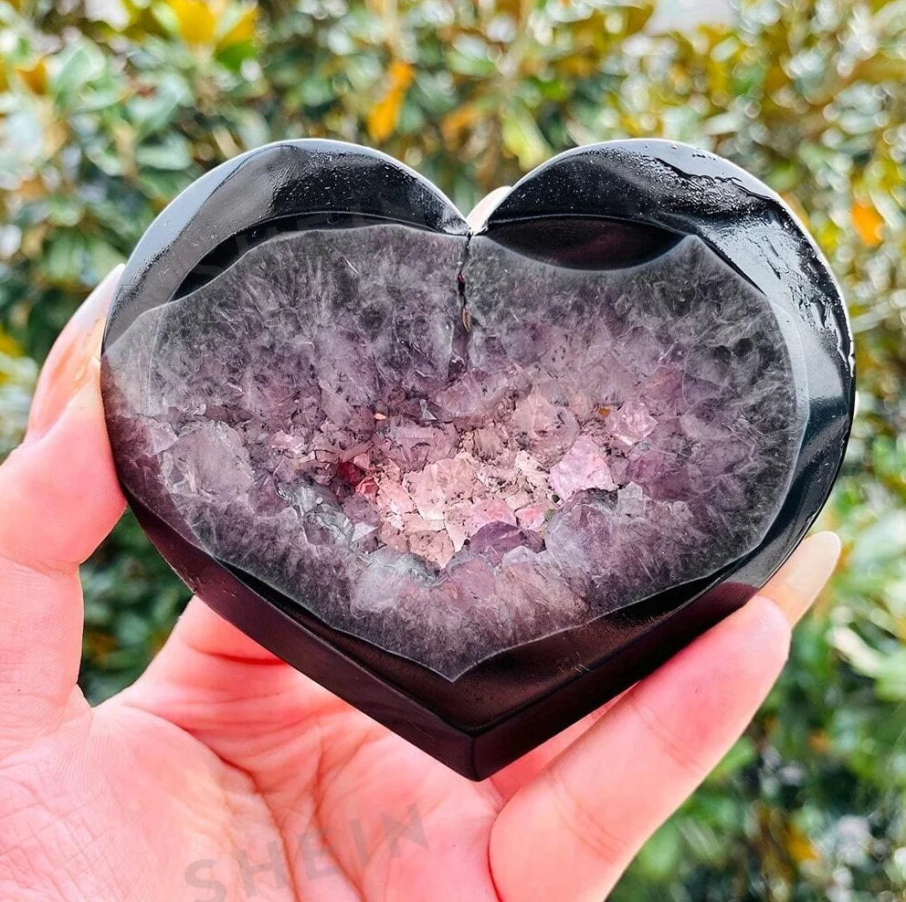 Black Agate Heart Crystal